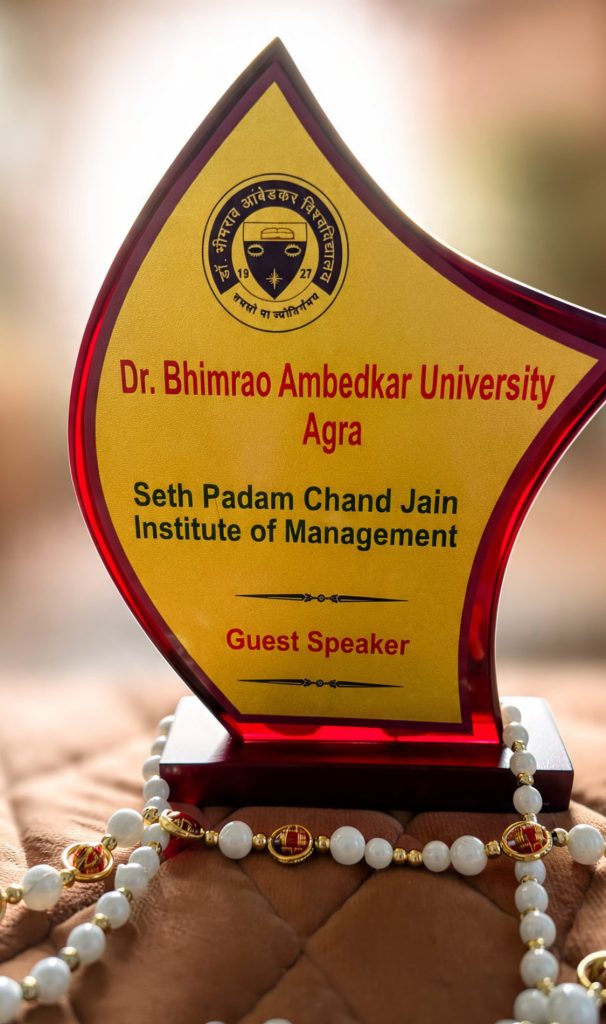 Guest speaker trophy from Dr. Bhimrao Ambedkar University, Agra